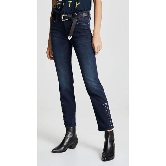 HUDSON - NWT - Sz 26 "Nico" Midrise Cigarette Jean/Grommet Detail in After Night - Picture 4 of 16